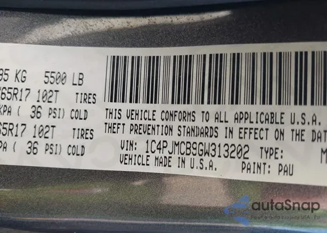 2016 Jeep Cherokee Latitude from USA, damaged, VIN 1C4PJMCB9GW313202